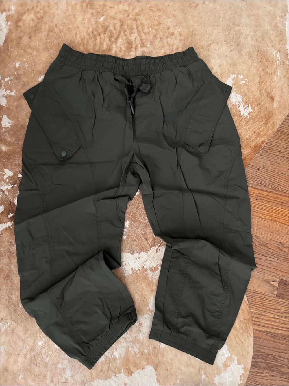 Stella McCartney Olive Green Cropped Cargo Jogger Pants